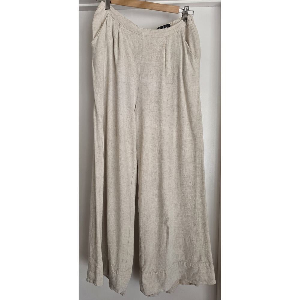 Lulus Cropped Pants Size M Beige Solid Cotton Linen Casual Trousers Slacks